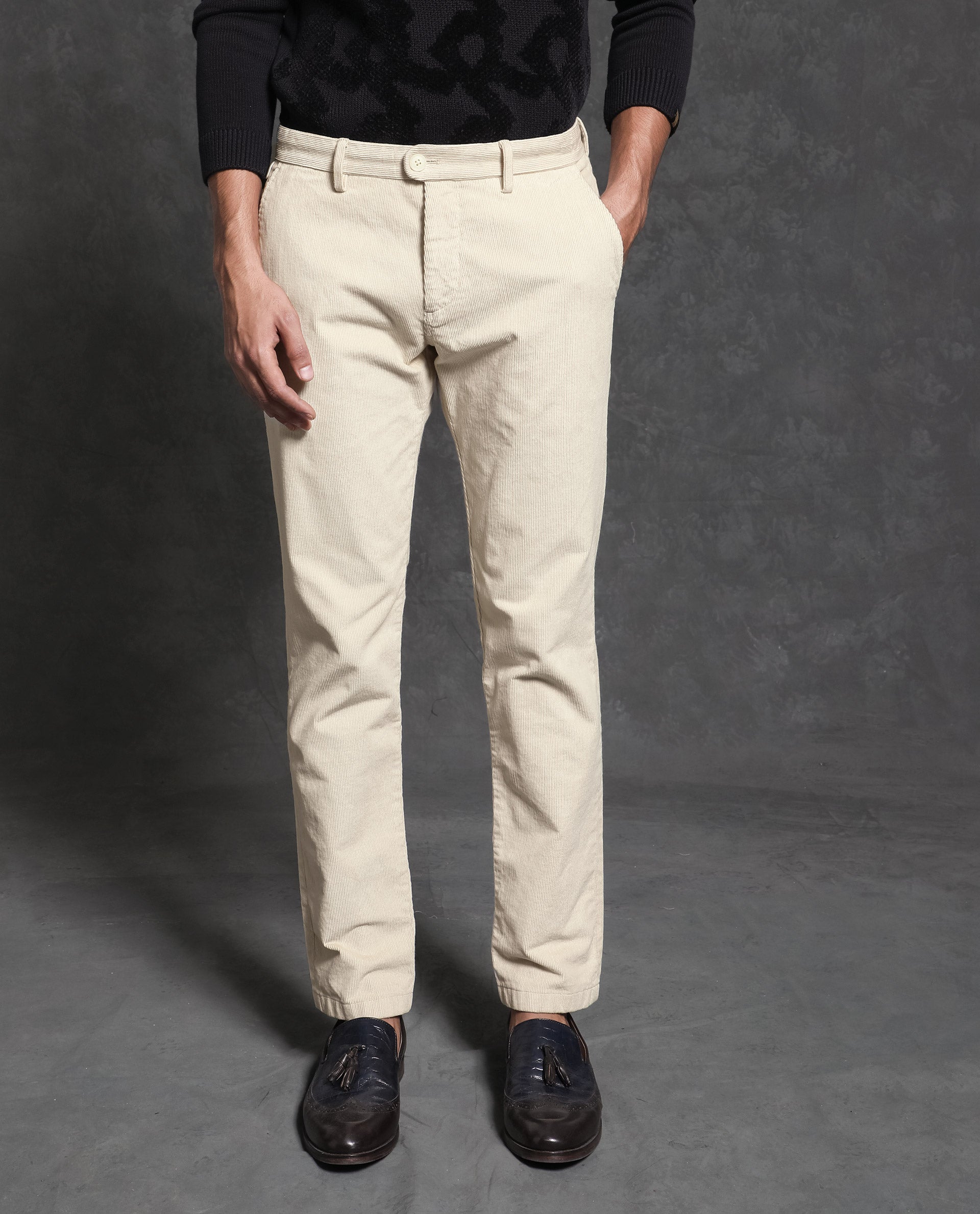 Buy Rare Rabbit Driver Green Solid Trousers Online